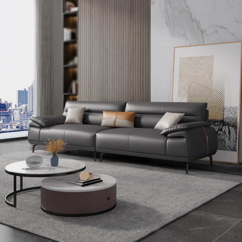 Stationaire vlekbestendige echte lederen kussen bovenarm donkergrijze bank