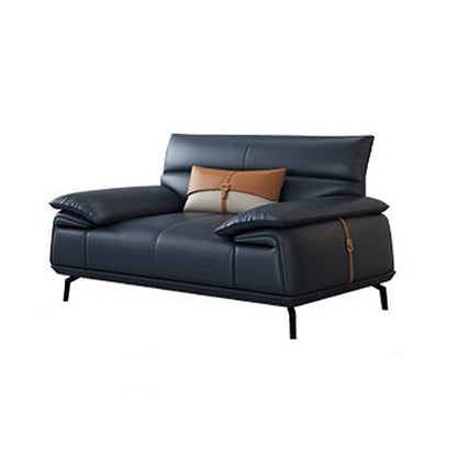 Stationaire vlekbestendige echte lederen kussen bovenarm donkergrijze bank