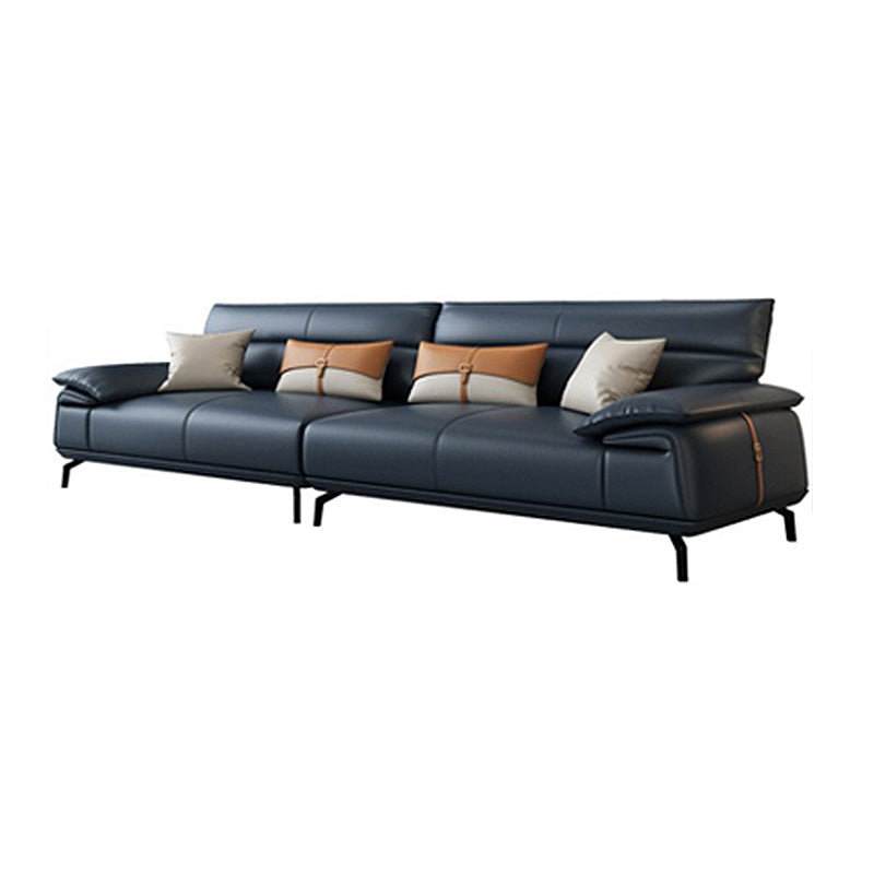 Stationaire vlekbestendige echte lederen kussen bovenarm donkergrijze bank