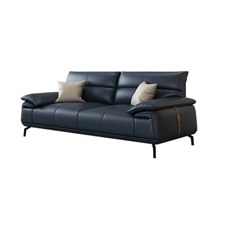 Stationaire vlekbestendige echte lederen kussen bovenarm donkergrijze bank