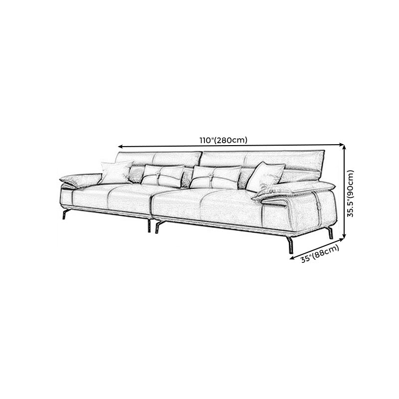 Stationaire vlekbestendige echte lederen kussen bovenarm donkergrijze bank