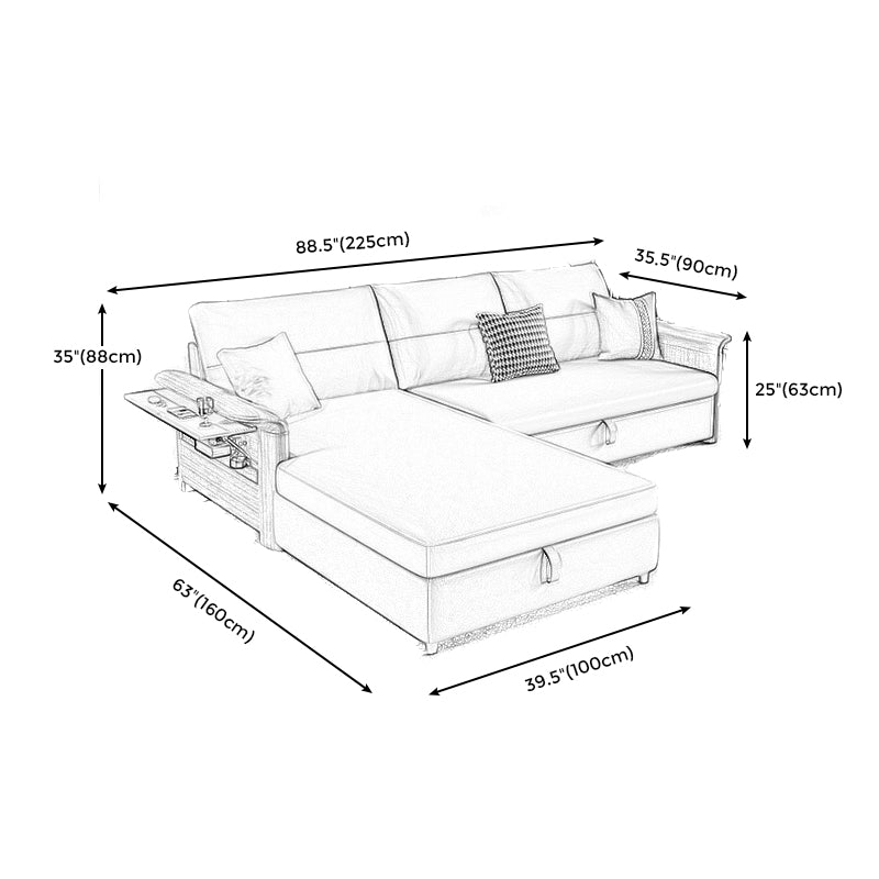 Faux Leather Futon Sectionals with Storage and  Slipcovered for Living Room