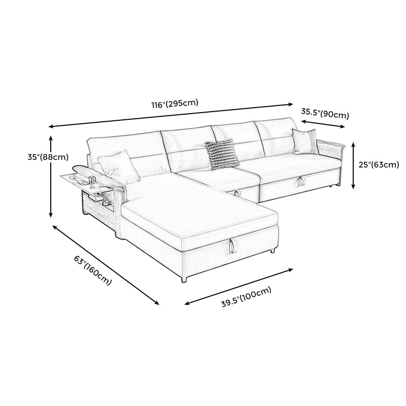 Sectores de futón de cuero falso con almacenamiento y slipboted para sala de estar