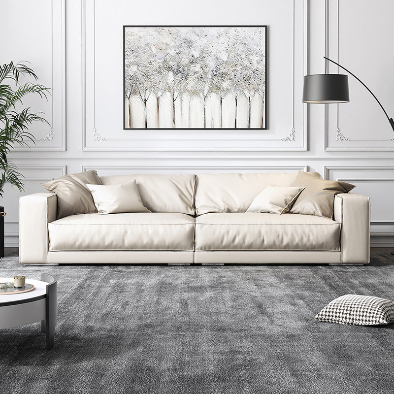 Bras carré ivoire canapé sectionnel coussin arrière en faux cuir sectionnel contemporain