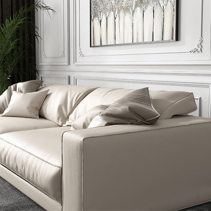 Bras carré ivoire canapé sectionnel coussin arrière en faux cuir sectionnel contemporain
