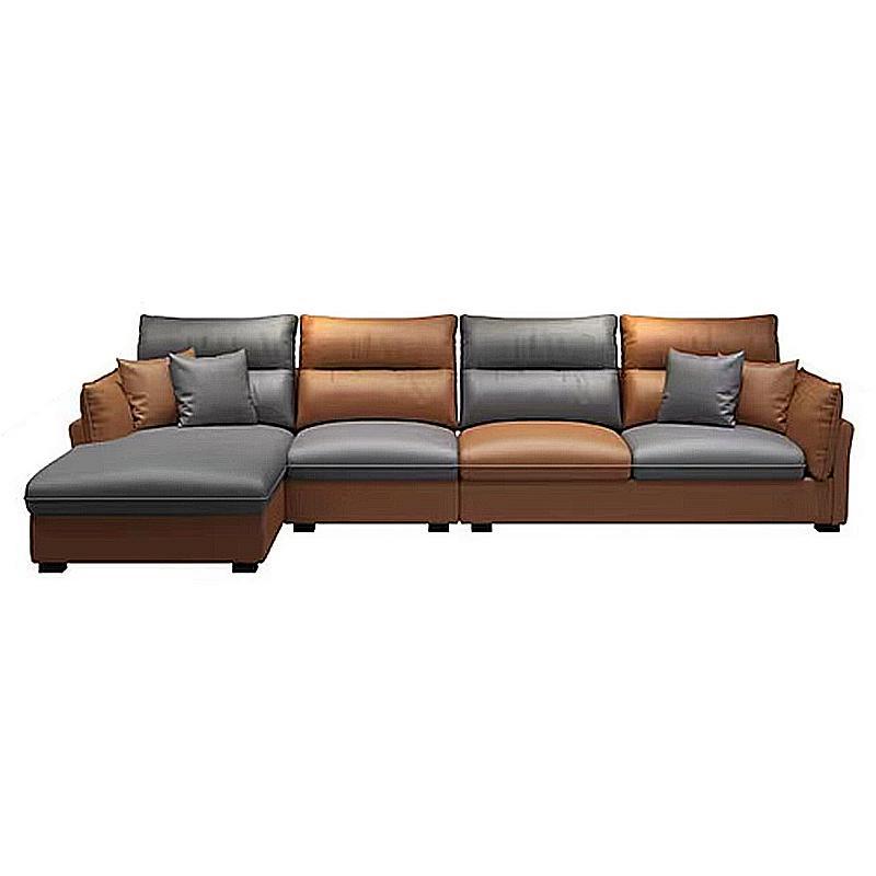 Faux Leather High Back Pillow Top Arm Sectional with Storage and Stain-Resistant