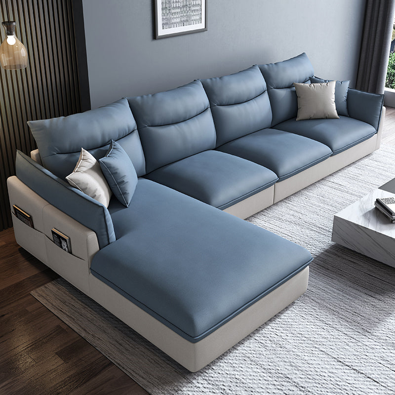 Faux Leather High Back Pillow Top Arm Sectional with Storage and Stain-Resistant