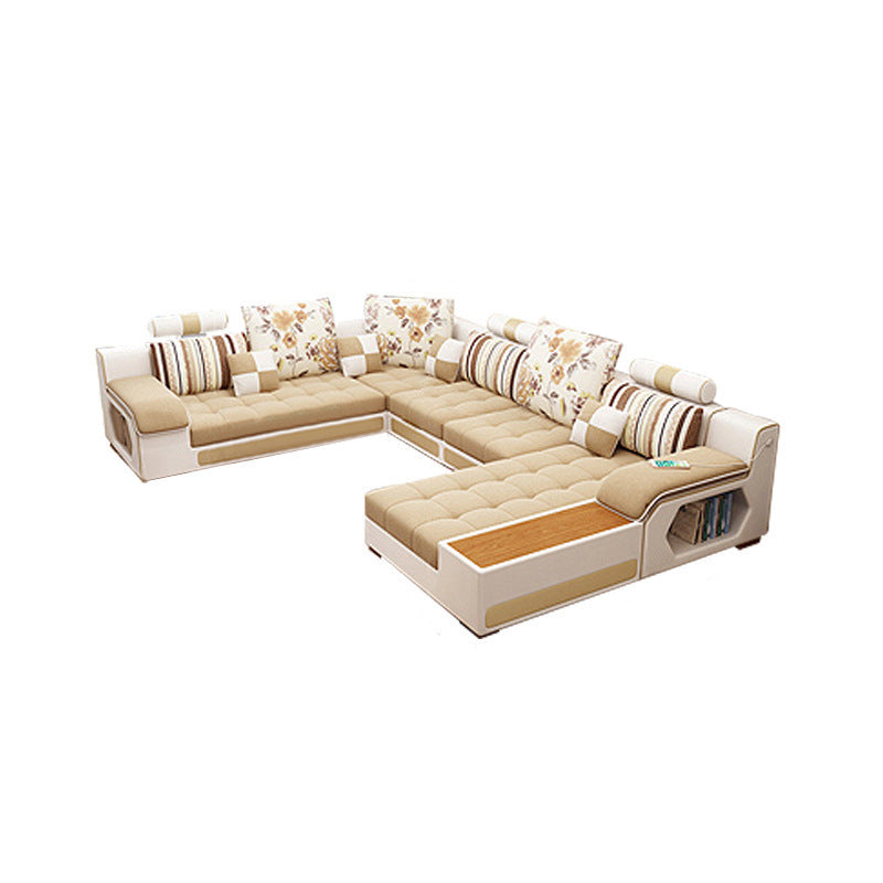 Tuxedo -armbank en chaise slipcovered stoffen settee met opslag