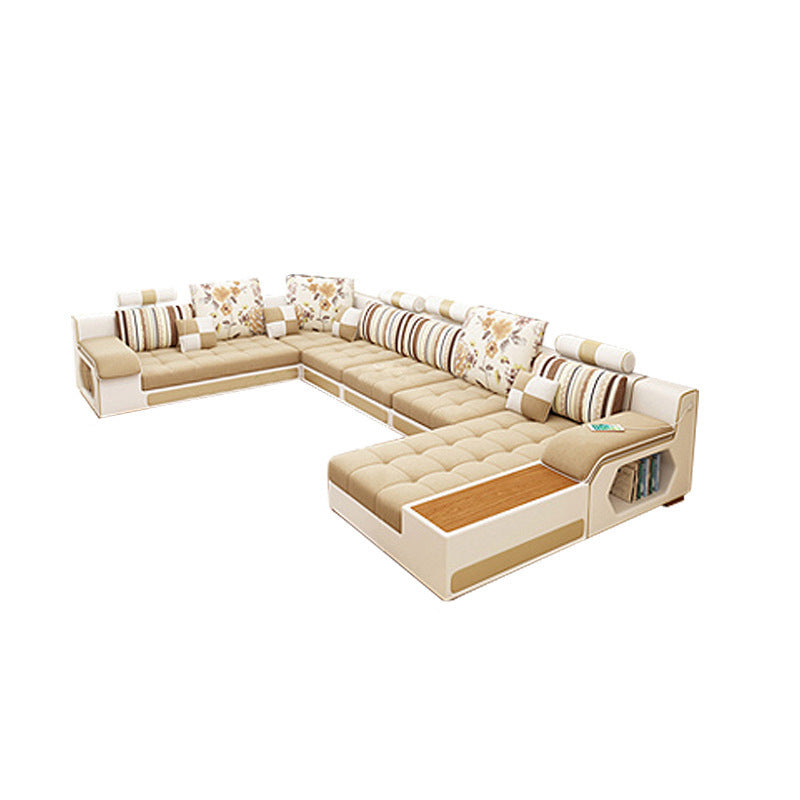 Tuxedo -armbank en chaise slipcovered stoffen settee met opslag