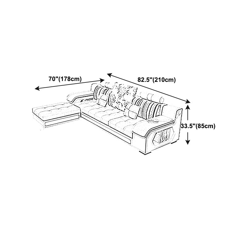 Tuxedo -armbank en chaise slipcovered stoffen settee met opslag