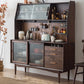 Glam Style Sideboard Glass Sliding Doors Pinewood Top Cupboard for Kitchen Clearhalo 'buffet_sideboard' 'Buffets & Sideboards' 'furn' 'furn_buffet_sideboard' 'Furniture' 'Kitchen & Dining Furniture' 5232197