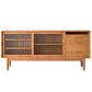Glam Style Sideboard Glass Sliding Doors Pinewood Top Cupboard for Kitchen 71"L x 16"W x 31"H Cherry Wood Clearhalo 'buffet_sideboard' 'Buffets & Sideboards' 'furn' 'furn_buffet_sideboard' 'Furniture' 'Kitchen & Dining Furniture' 5232205