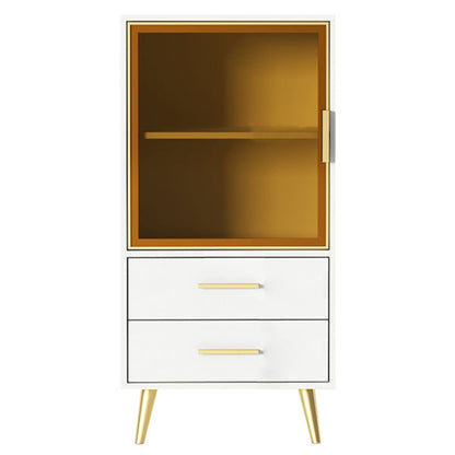 2-Drawer Engineered Wood Sideboard Modern 12" Wide Glass Doors Credenza for Living Room