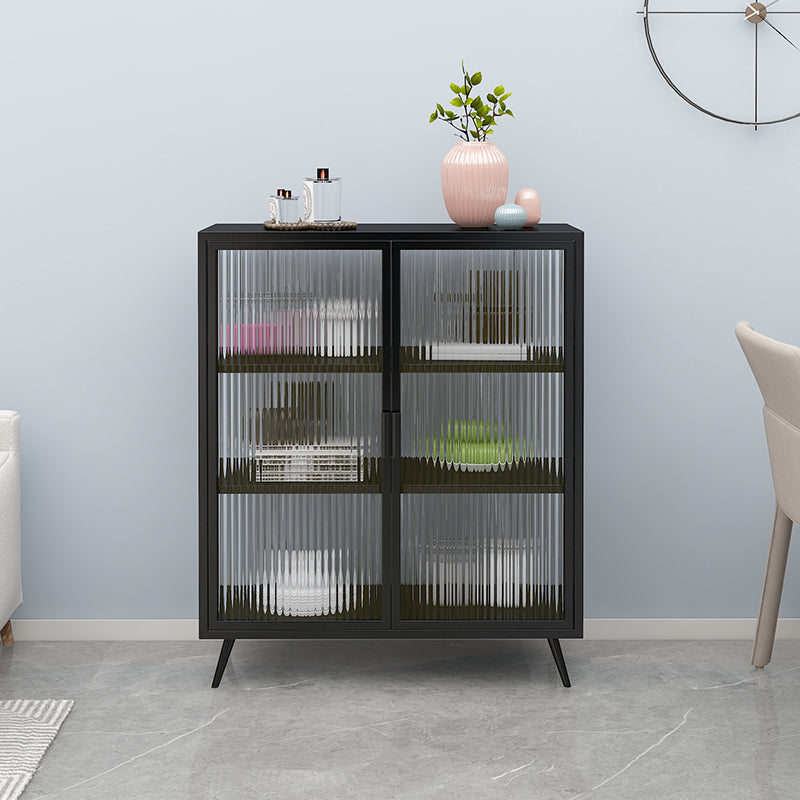 Glass Door Iron Sideboard Modern Server Cabinet with Storage for Kitchen Clearhalo 'buffet_sideboard' 'Buffets & Sideboards' 'furn' 'furn_buffet_sideboard' 'Furniture' 'Kitchen & Dining Furniture' 5232249