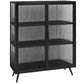 Glass Door Iron Sideboard Modern Server Cabinet with Storage for Kitchen Black Clearhalo 'buffet_sideboard' 'Buffets & Sideboards' 'furn' 'furn_buffet_sideboard' 'Furniture' 'Kitchen & Dining Furniture' 5232250