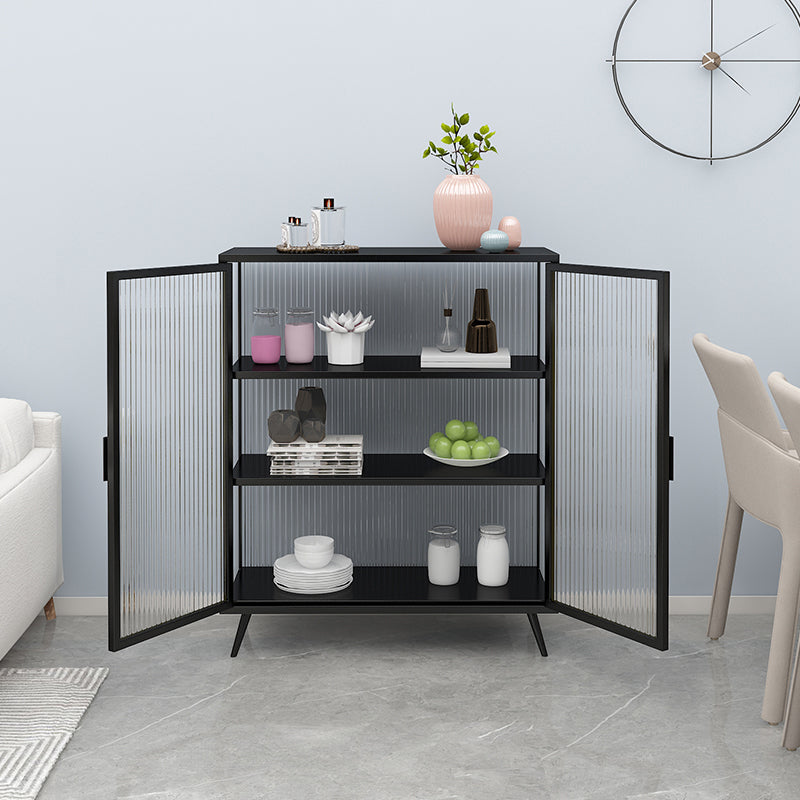 Glass Door Iron Sideboard Modern Server Cabinet with Storage for Kitchen Clearhalo 'buffet_sideboard' 'Buffets & Sideboards' 'furn' 'furn_buffet_sideboard' 'Furniture' 'Kitchen & Dining Furniture' 5232253