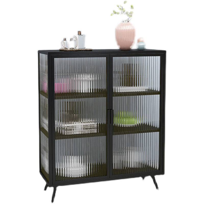 Glass Door Iron Sideboard Modern Server Cabinet with Storage for Kitchen Clearhalo 'buffet_sideboard' 'Buffets & Sideboards' 'furn' 'furn_buffet_sideboard' 'Furniture' 'Kitchen & Dining Furniture' 5232254