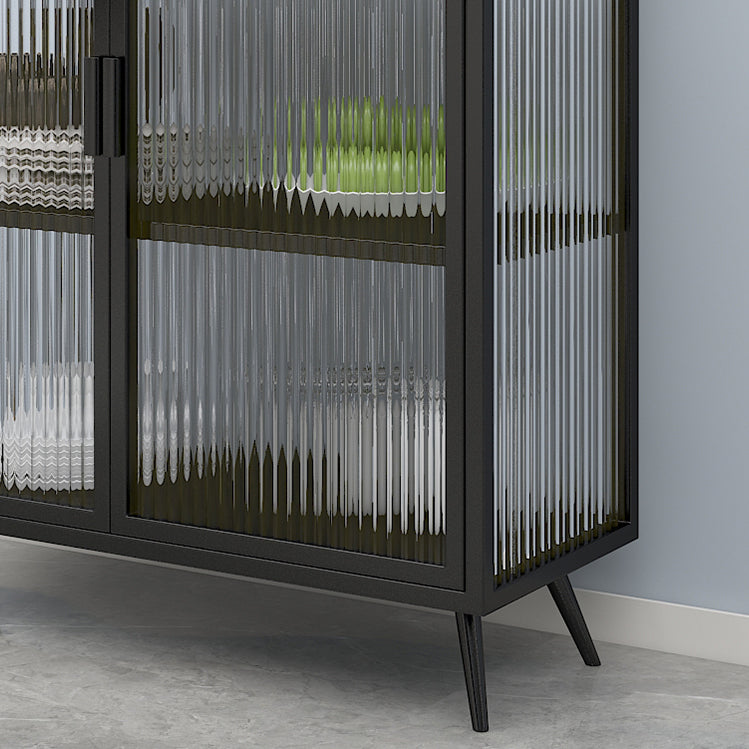 Glass Door Iron Sideboard Modern Server Cabinet with Storage for Kitchen Clearhalo 'buffet_sideboard' 'Buffets & Sideboards' 'furn' 'furn_buffet_sideboard' 'Furniture' 'Kitchen & Dining Furniture' 5232255