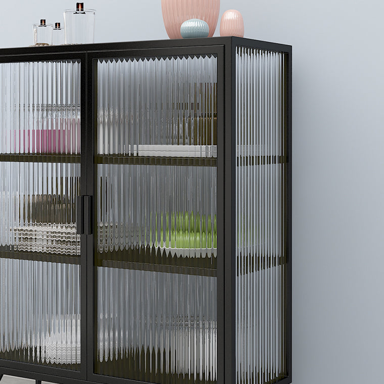 Glass Door Iron Sideboard Modern Server Cabinet with Storage for Kitchen Clearhalo 'buffet_sideboard' 'Buffets & Sideboards' 'furn' 'furn_buffet_sideboard' 'Furniture' 'Kitchen & Dining Furniture' 5232256