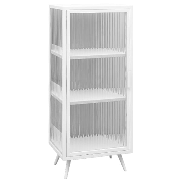 Glass Door Iron Sideboard Modern Server Cabinet with Storage for Kitchen 16"L x 14"W x 41"H White Clearhalo 'buffet_sideboard' 'Buffets & Sideboards' 'furn' 'furn_buffet_sideboard' 'Furniture' 'Kitchen & Dining Furniture' 5232258