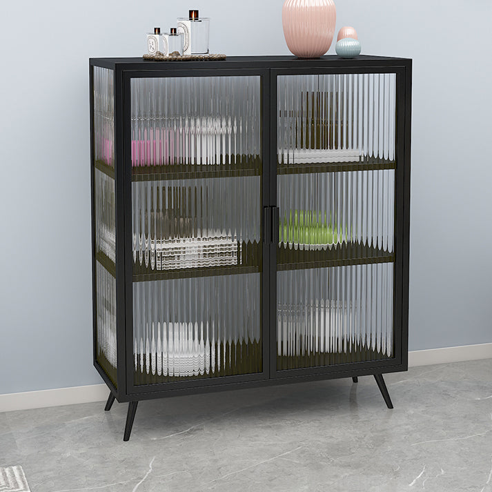 Glass Door Iron Sideboard Modern Server Cabinet with Storage for Kitchen Clearhalo 'buffet_sideboard' 'Buffets & Sideboards' 'furn' 'furn_buffet_sideboard' 'Furniture' 'Kitchen & Dining Furniture' 5232264
