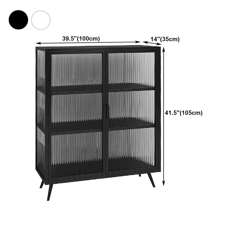 Glass Door Iron Sideboard Modern Server Cabinet with Storage for Kitchen Clearhalo 'buffet_sideboard' 'Buffets & Sideboards' 'furn' 'furn_buffet_sideboard' 'Furniture' 'Kitchen & Dining Furniture' 5232267