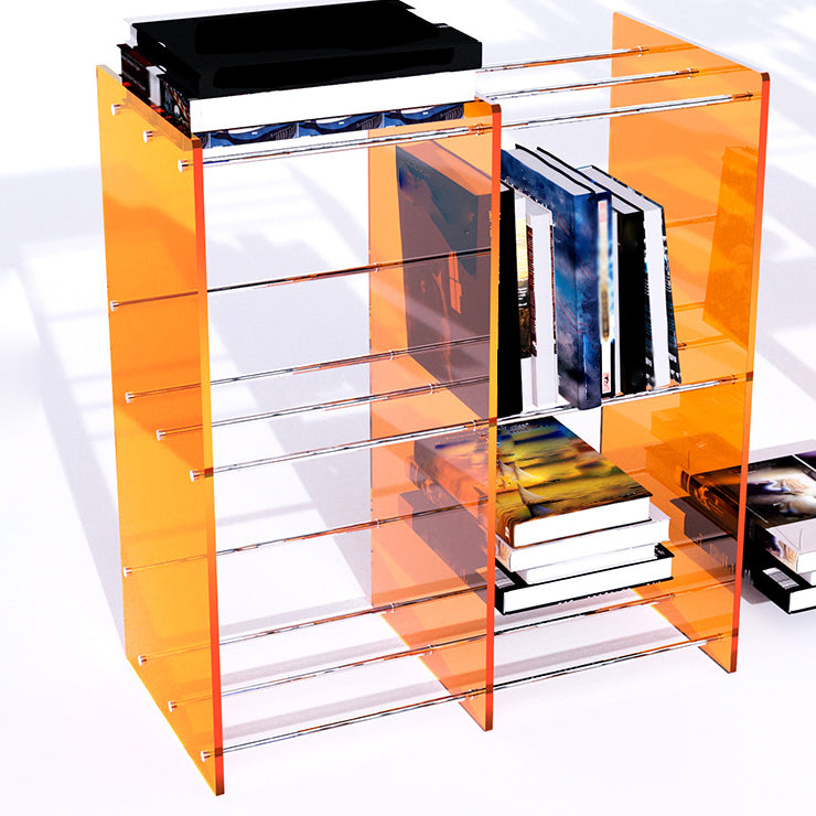 Multiple Colors Modern Style Bookshelf Acrylic Bookcase for Home 24.8"L x 11.8"W x 23.6"H Orange Clearhalo 'Bookcases' 'furn' 'furn_bookcases' 'Furniture' 'Office Furniture' 5232548