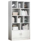 Modern Style Bookshelf Closed Back Wood Bookcase with Doors for Home Office