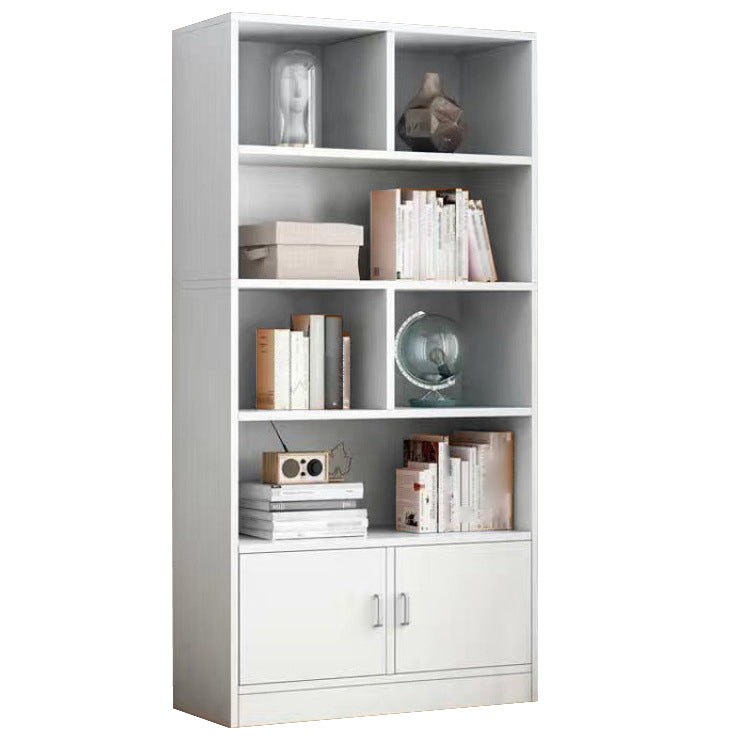 Modern Style Bookshelf Closed Back Wood Bookcase with Doors for Home Office