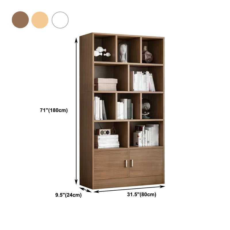 Modern Style Bookshelf Closed Back Wood Bookcase with Doors for Home Office