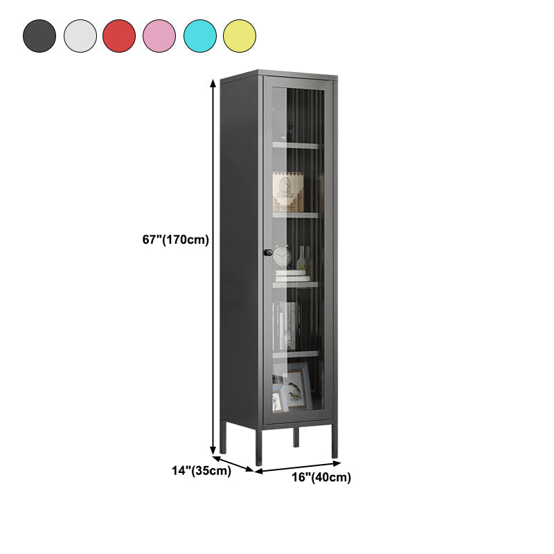 Scandinavian Style Bookshelf Closed Back Bookcase for Study Room with Door