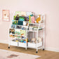 White Bookshelf Contemporary Style Bookcase for Study Room with Casters
