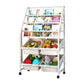 White Bookshelf Contemporary Style Bookcase for Study Room with Casters