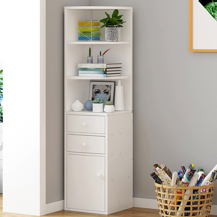 Corner Shelf Bookcase White Bookshelf with Doors for Home Office Clearhalo 'Bookcases' 'furn' 'furn_bookcases' 'Furniture' 'Office Furniture' 5232781