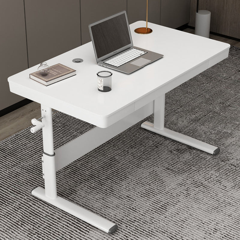 Contemporary Standing Desk Converter White Metal Base Desk for Office White Clearhalo 'furn' 'furn_office_desk' 'Furniture' 'Office Desks' 'Office Furniture' 'office_desk' 5232933