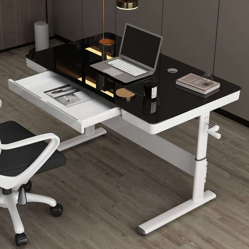 Contemporary Standing Desk Converter White Metal Base Desk for Office Clearhalo 'furn' 'furn_office_desk' 'Furniture' 'Office Desks' 'Office Furniture' 'office_desk' 5232934