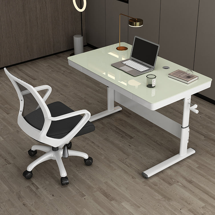 Contemporary Standing Desk Converter White Metal Base Desk for Office Clearhalo 'furn' 'furn_office_desk' 'Furniture' 'Office Desks' 'Office Furniture' 'office_desk' 5232943