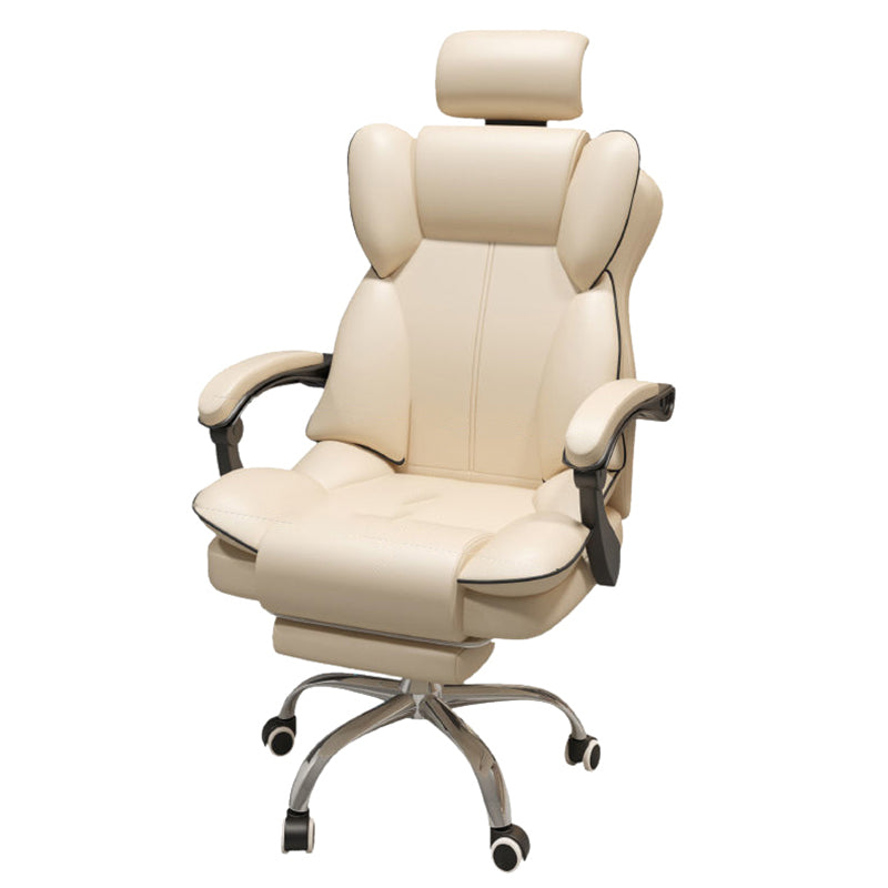 Faux lederen stoel moderne hoge rug gevated wapenstoel met wielen