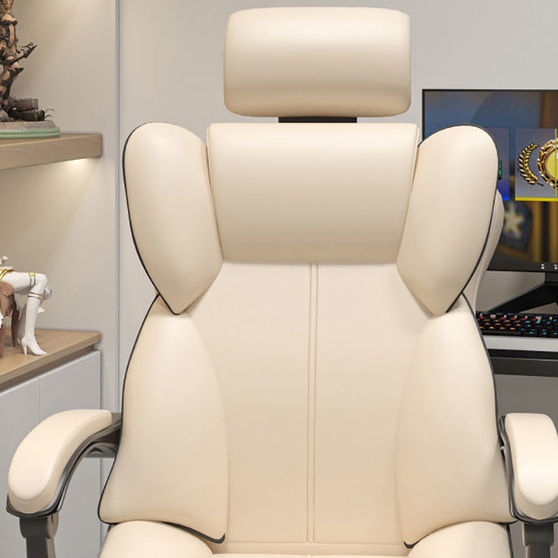 Faux lederen stoel moderne hoge rug gevated wapenstoel met wielen