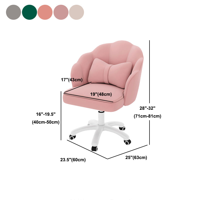 White Nylon Frame Modern Computer Desk Chair Upholstered Task Chair with Wheels