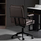 Black Frame Modern Task Chair with Padded Arms Faux Leather Computer Desk Chair
