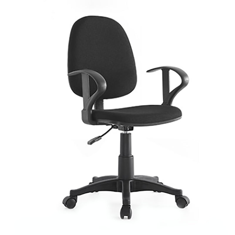 Adjustable Seat Height Office Chair Nylon Frame Swivel Chair with Caster Wheels Black With Arms Clearhalo 'furn' 'furn_office_chair' 'Furniture' 'Office Chairs' 'Office Furniture' 'office_chair' 5233218