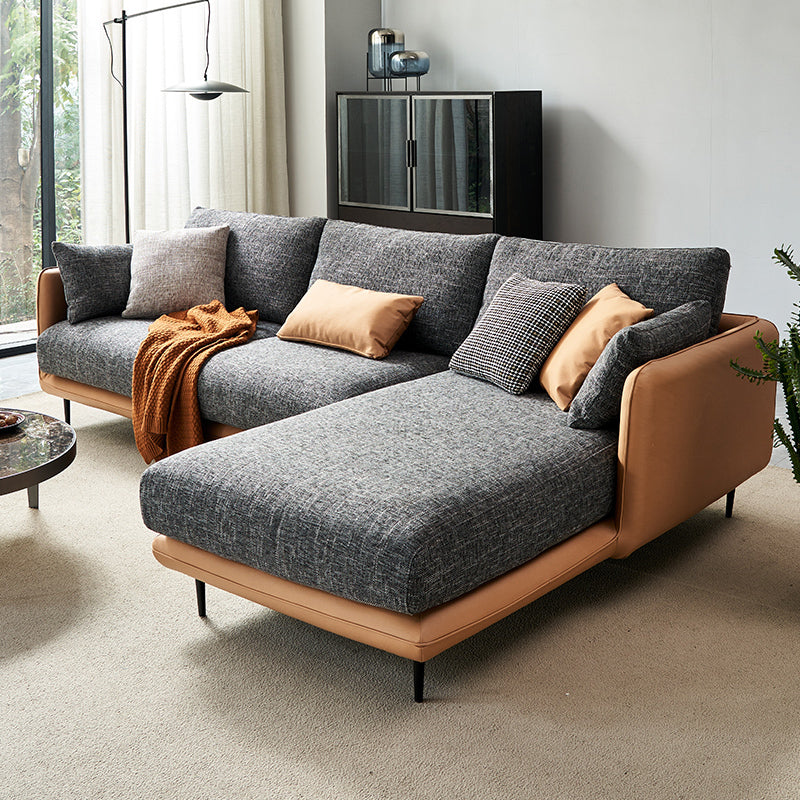Contemporary Tuxedo Arm Sofa with Pillows 35.43" for Living Room 111"L x 67"W x 35"H Black Right Clearhalo 'furn' 'furn_sofas' 'Furniture' 'Living Room Furniture' 'Sofa' 'sofas' 5234214