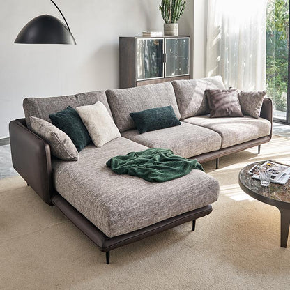 Contemporary Tuxedo Arm Sofa with Pillows 35.43" for Living Room 111"L x 67"W x 35"H Grey Left Clearhalo 'furn' 'furn_sofas' 'Furniture' 'Living Room Furniture' 'Sofa' 'sofas' 5234218