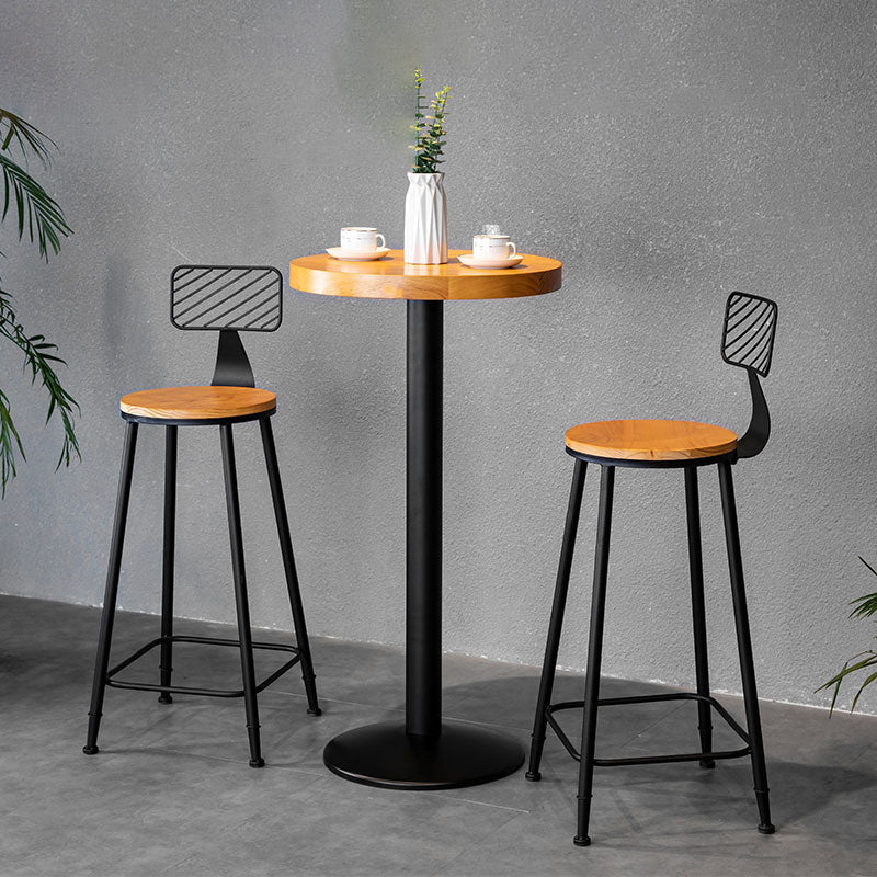 Industrial 1/2/3 Pieces Round Bar Table Set Solid Wood Bistro Set Clearhalo 'Bar Furniture' 'furn' 'furn_home_bar_bar_sets' 'Furniture' 'Home Bars & Bar Sets' 'home_bar_bar_sets' 'Kitchen & Dining Furniture' 5234233