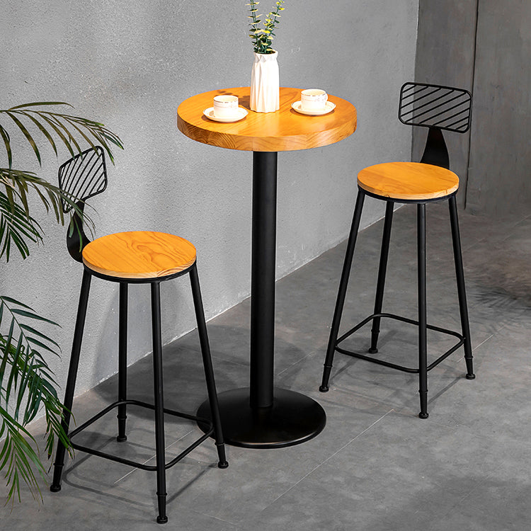 Industrial 1/2/3 Pieces Round Bar Table Set Solid Wood Bistro Set Clearhalo 'Bar Furniture' 'furn' 'furn_home_bar_bar_sets' 'Furniture' 'Home Bars & Bar Sets' 'home_bar_bar_sets' 'Kitchen & Dining Furniture' 5234237