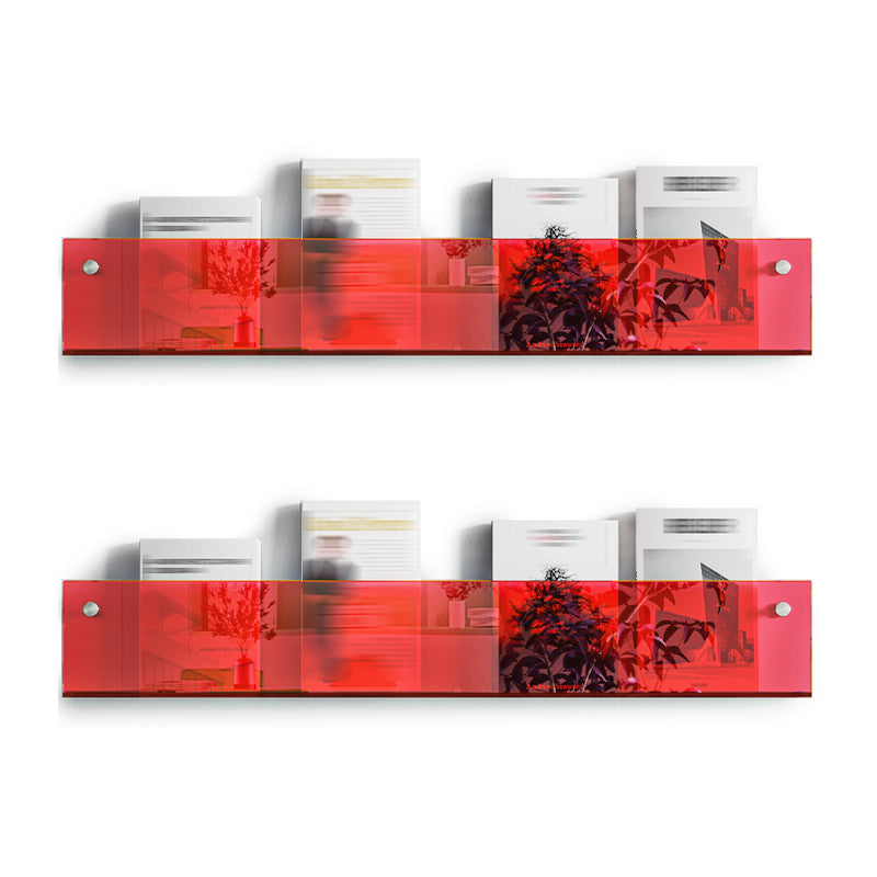 Scandinavian Horizontal Wall Unit Bookshelf Acrylic Bookcase for Home Red 2 Piece Set Clearhalo 'Bookcases' 'furn' 'furn_bookcases' 'Furniture' 'Office Furniture' 5234287