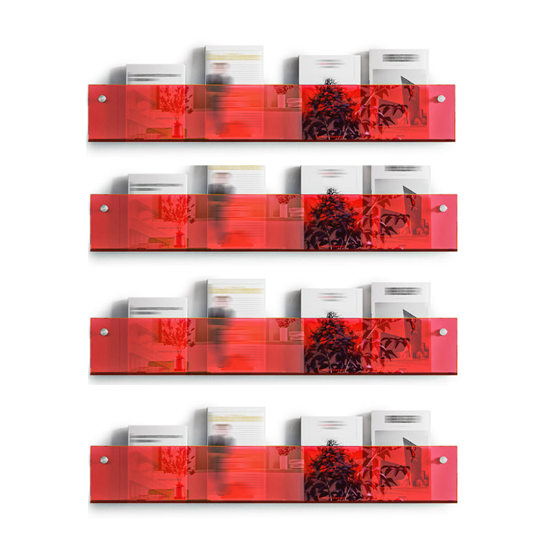 Scandinavian Horizontal Wall Unit Bookshelf Acrylic Bookcase for Home Red 4 Piece Set Clearhalo 'Bookcases' 'furn' 'furn_bookcases' 'Furniture' 'Office Furniture' 5234288