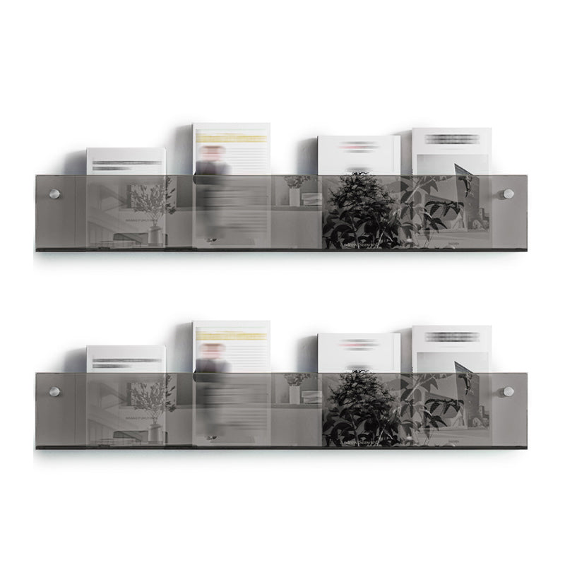 Scandinavian Horizontal Wall Unit Bookshelf Acrylic Bookcase for Home 23.6"L x 2"W x 6"H Grey 2 Piece Set Clearhalo 'Bookcases' 'furn' 'furn_bookcases' 'Furniture' 'Office Furniture' 5234291