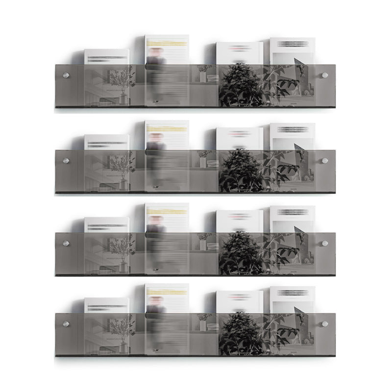 Scandinavian Horizontal Wall Unit Bookshelf Acrylic Bookcase for Home 23.6"L x 2"W x 6"H Grey 4 Piece Set Clearhalo 'Bookcases' 'furn' 'furn_bookcases' 'Furniture' 'Office Furniture' 5234292